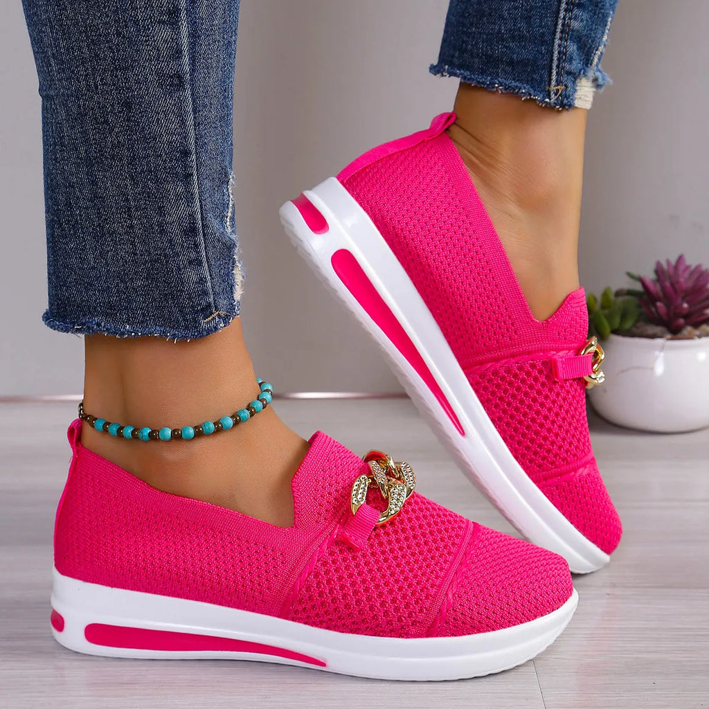 Women's Woven Breathable Casual Wedge Sneakers