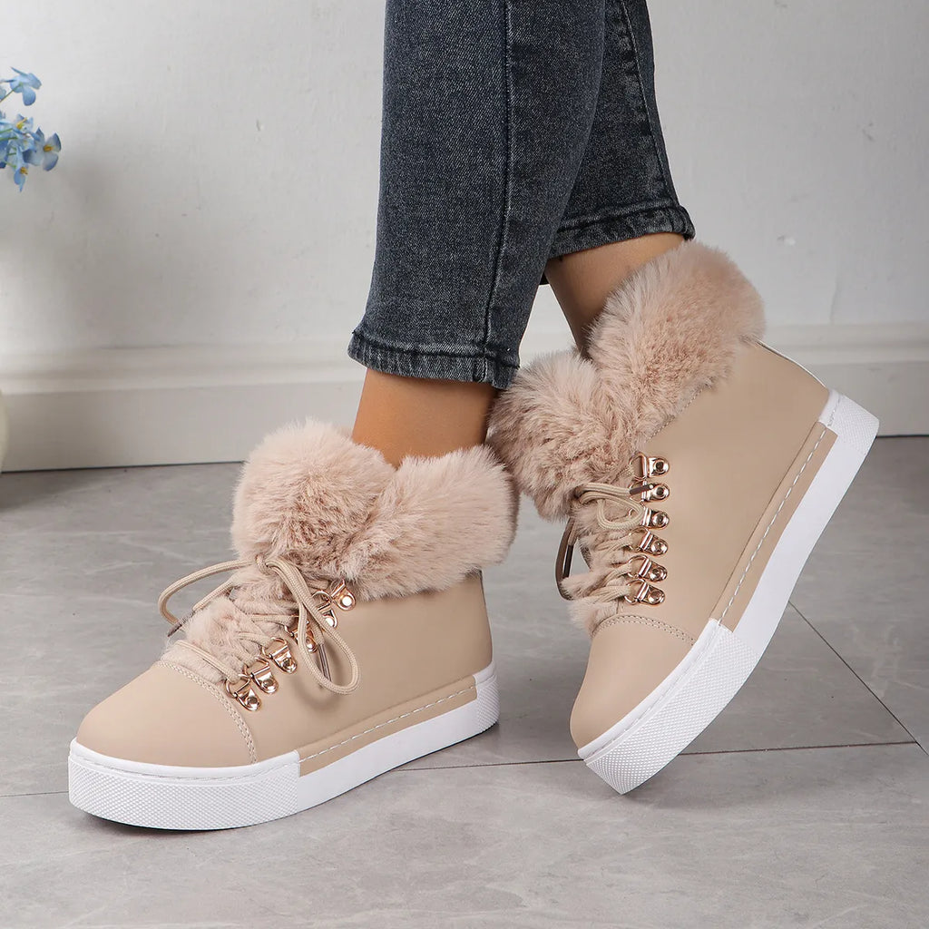 Women’s Winter Thick Wool Lace-Up Warm Boots