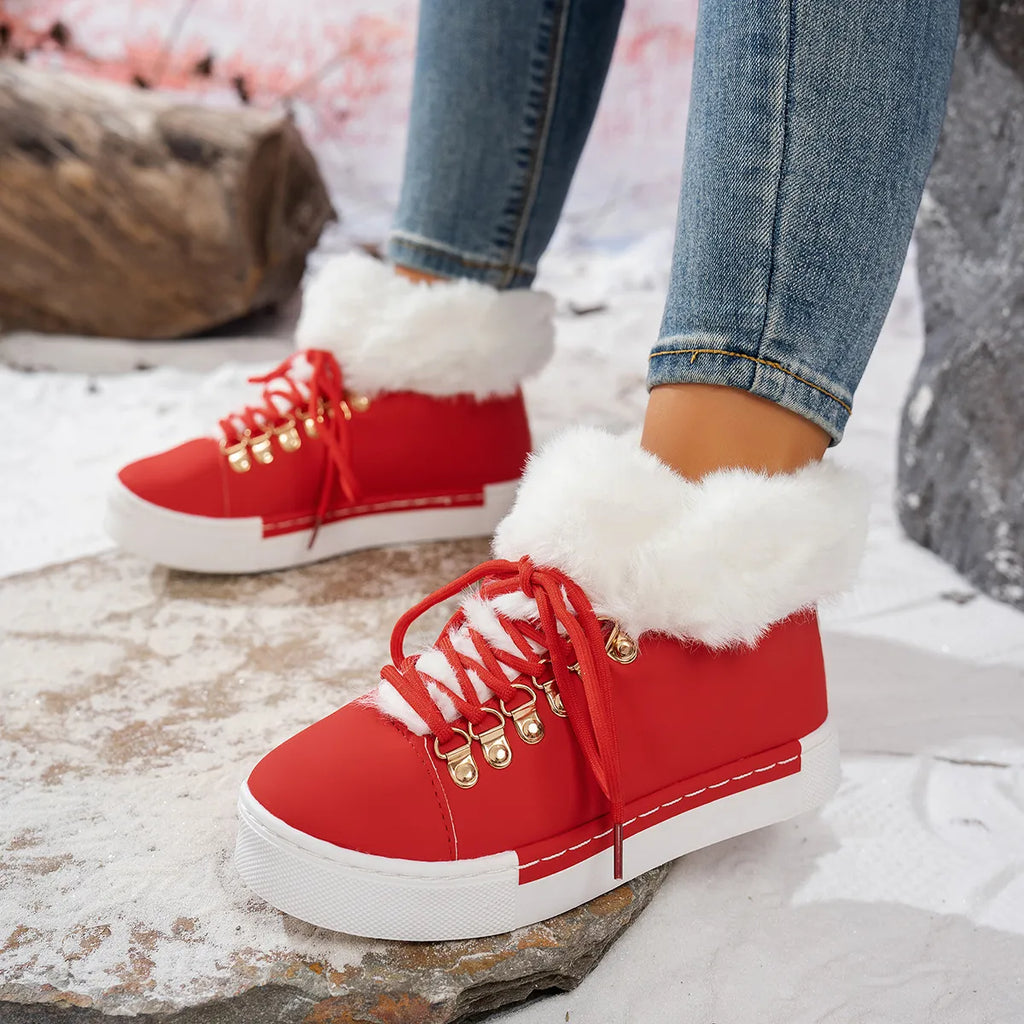 Women’s Winter Thick Wool Lace-Up Warm Boots
