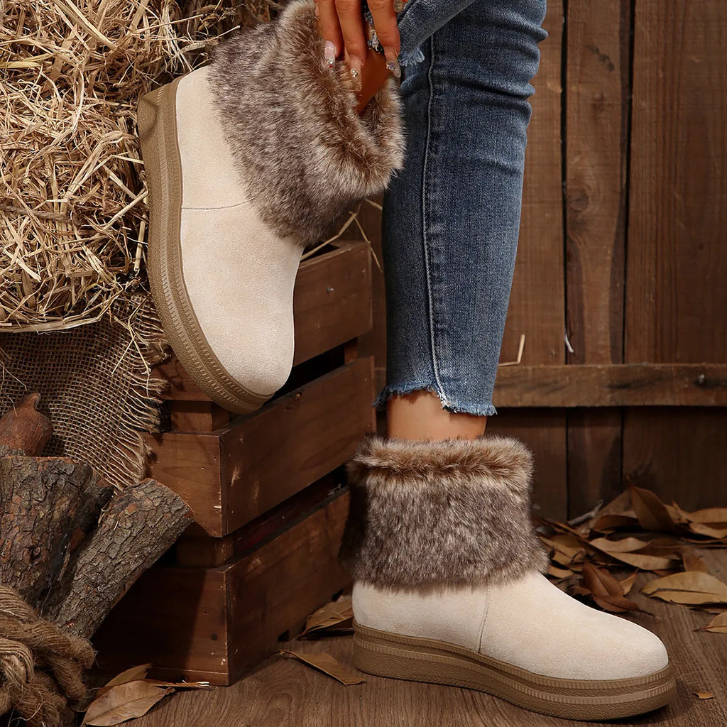 Women’s Warm Fleece-Lined Cotton Ankle Boots