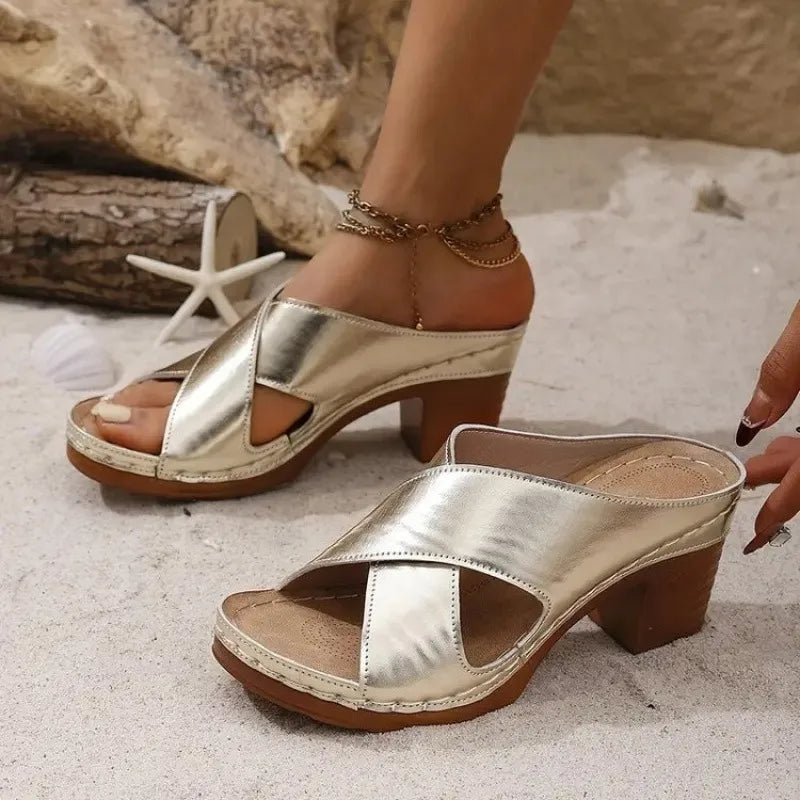 Orthopaedic Chunky High Heel Sandals