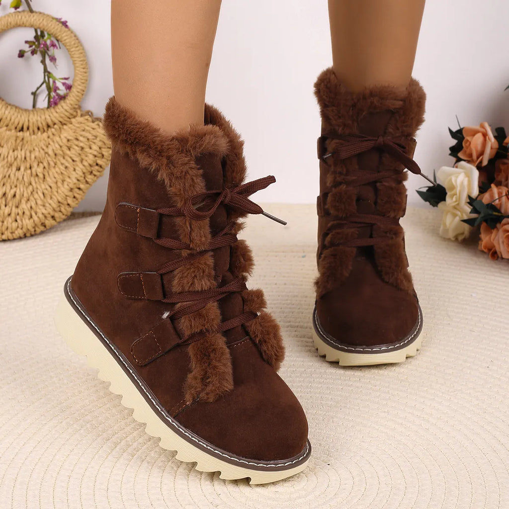Women's Plush Cuffed Chunky Heel Orthopaedic Ankle Boots