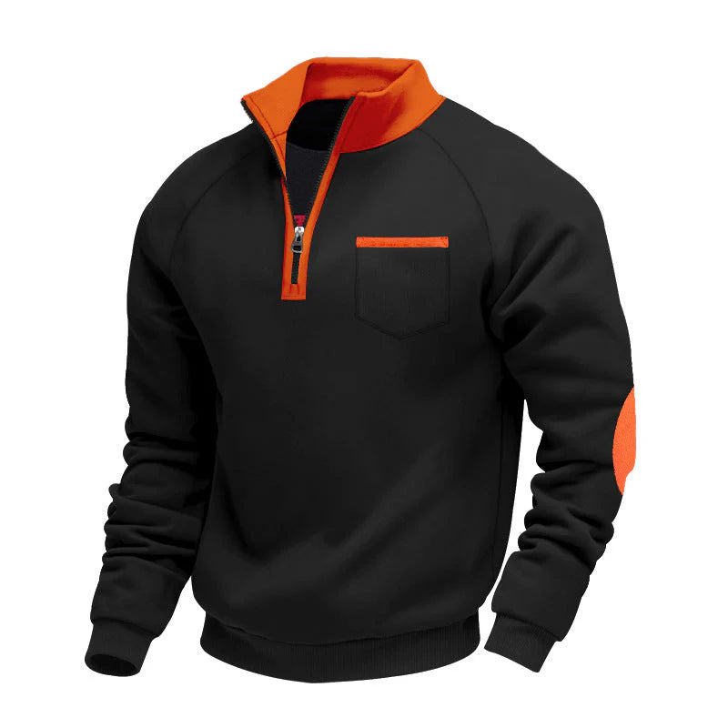 Men's Comfortable Half-Zip Stand-Collar Sweater