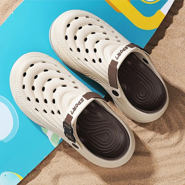 Cushioned Ventilated Strap Clogs with Thick Sole