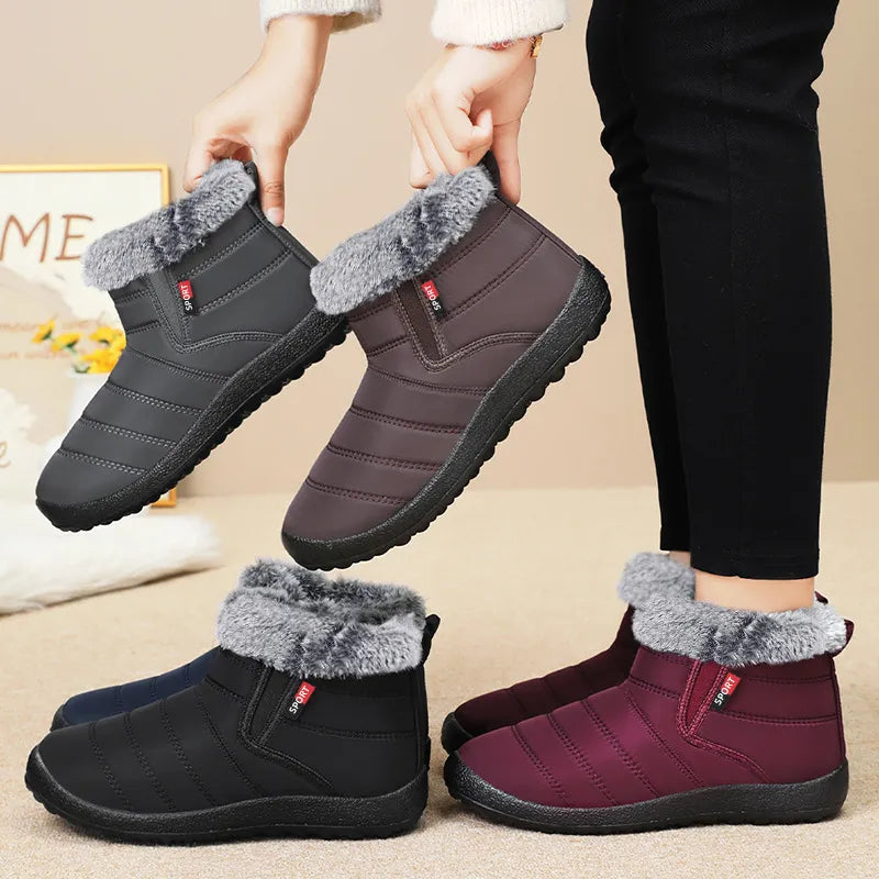 Women's Waterproof Warm Plush Lined Outdoor Snow Ankle Boots