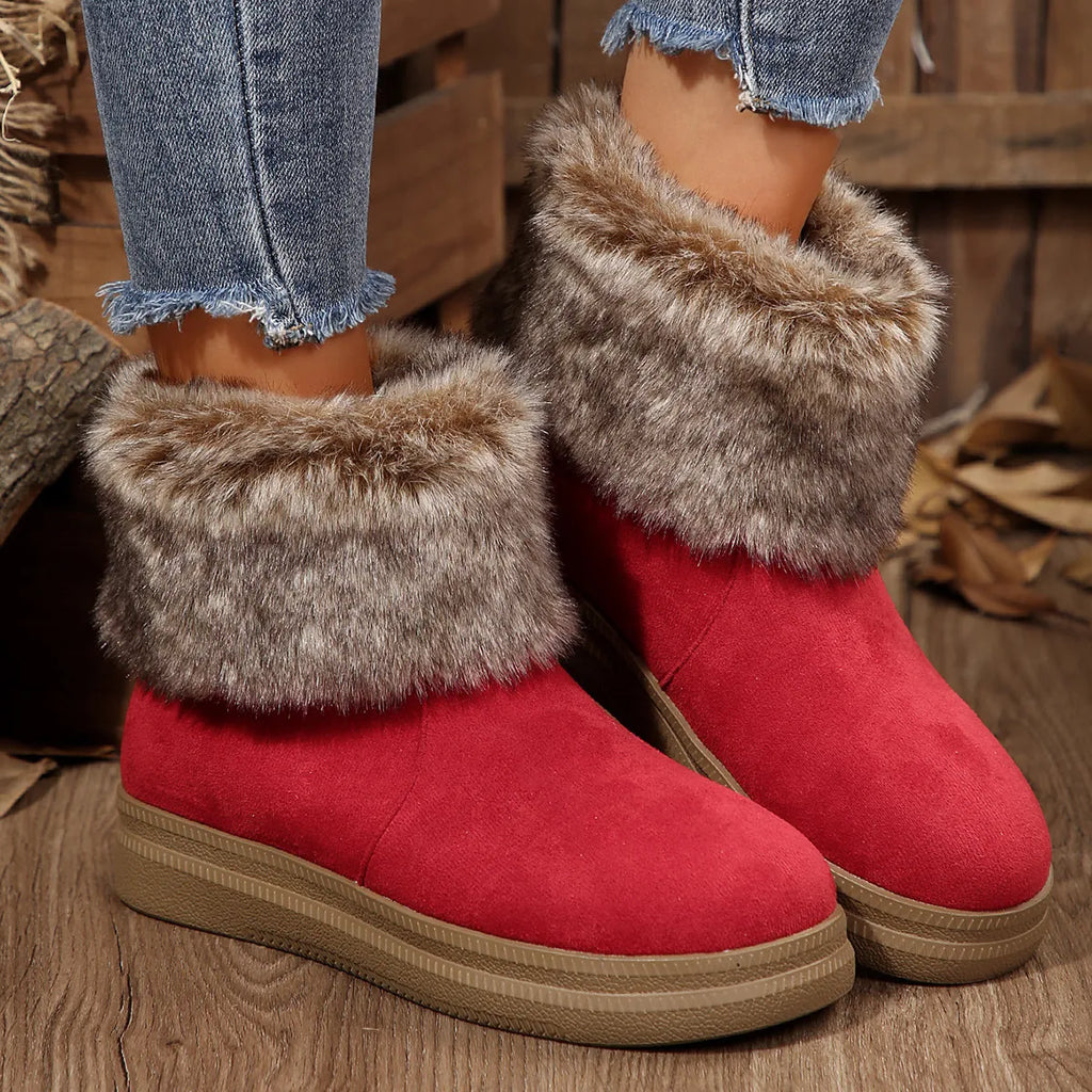 Women’s Warm Fleece-Lined Cotton Ankle Boots