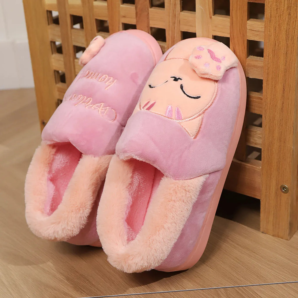 Women's lucky cat warm cotton slippers