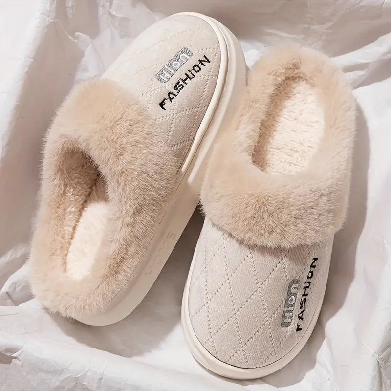 Women's Cotton Slippers, Warm Thick Sole with Soft EVA Insole