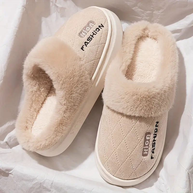 Women's Cotton Slippers, Warm Thick Sole with Soft EVA Insole