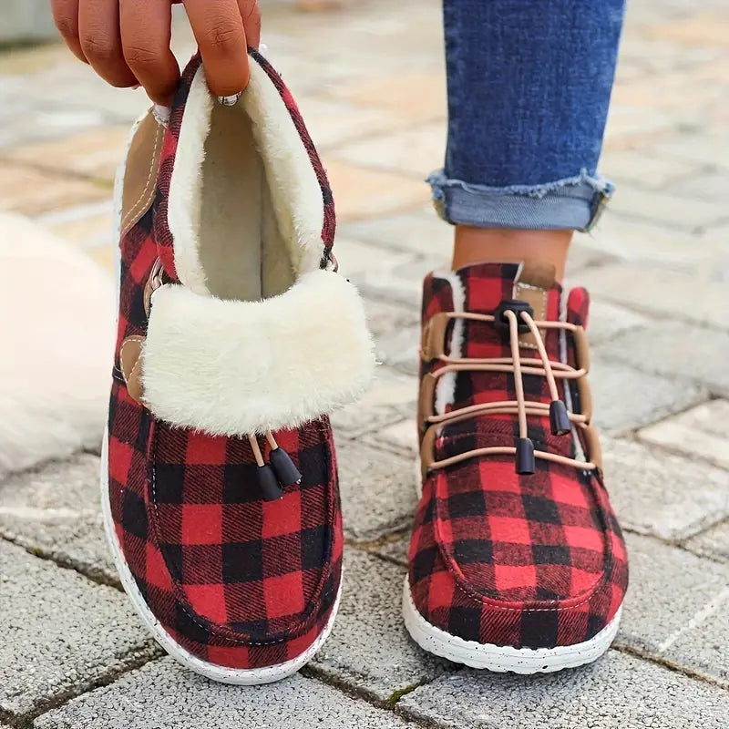 Ethnic Pattern Fuzzy Slip-On Shoes