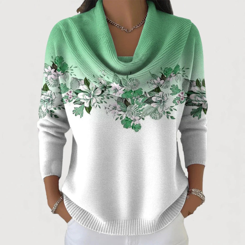 Women’s Floral Border Cowl Neck Jumper