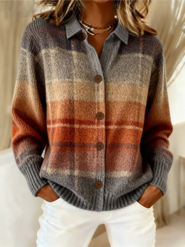 Women’s Autumn Warm Check Wool-Blend Blouse