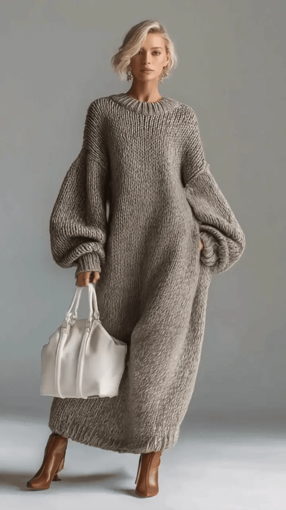 Women’s Relaxed Knit Maxi Dress with Elegant Drape