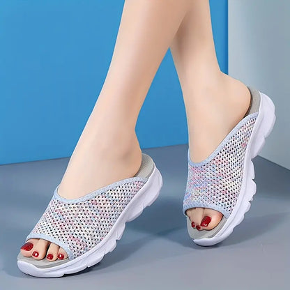 Women's Peep Toe Slide Sandals