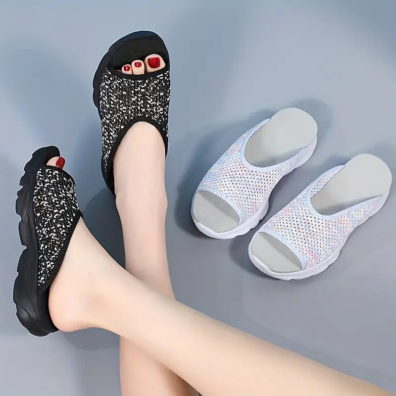 Women's Peep Toe Slide Sandals