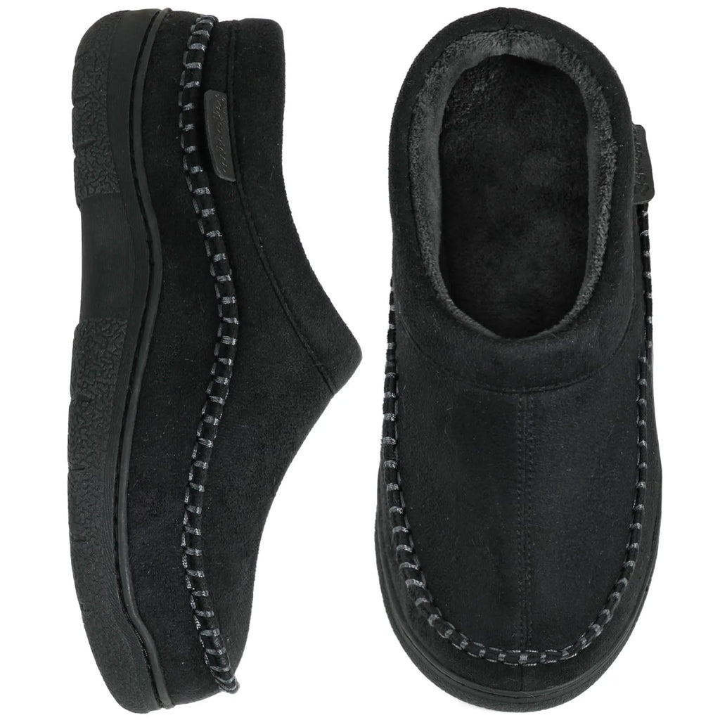 Men's Non-Slip Plush Slip-On Loafers: Warm & Wide Toe