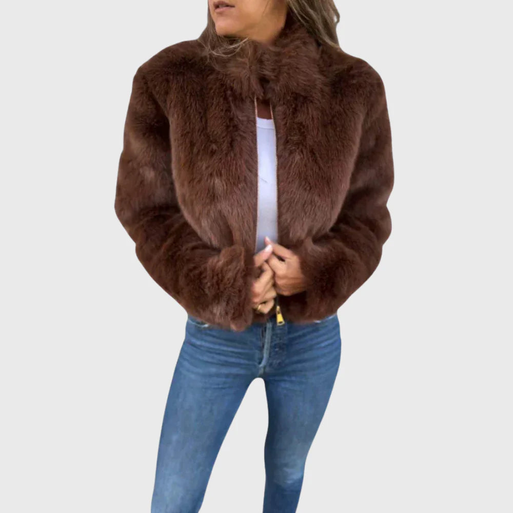 Women’s Faux Fur Zip-Up Winter Jacket