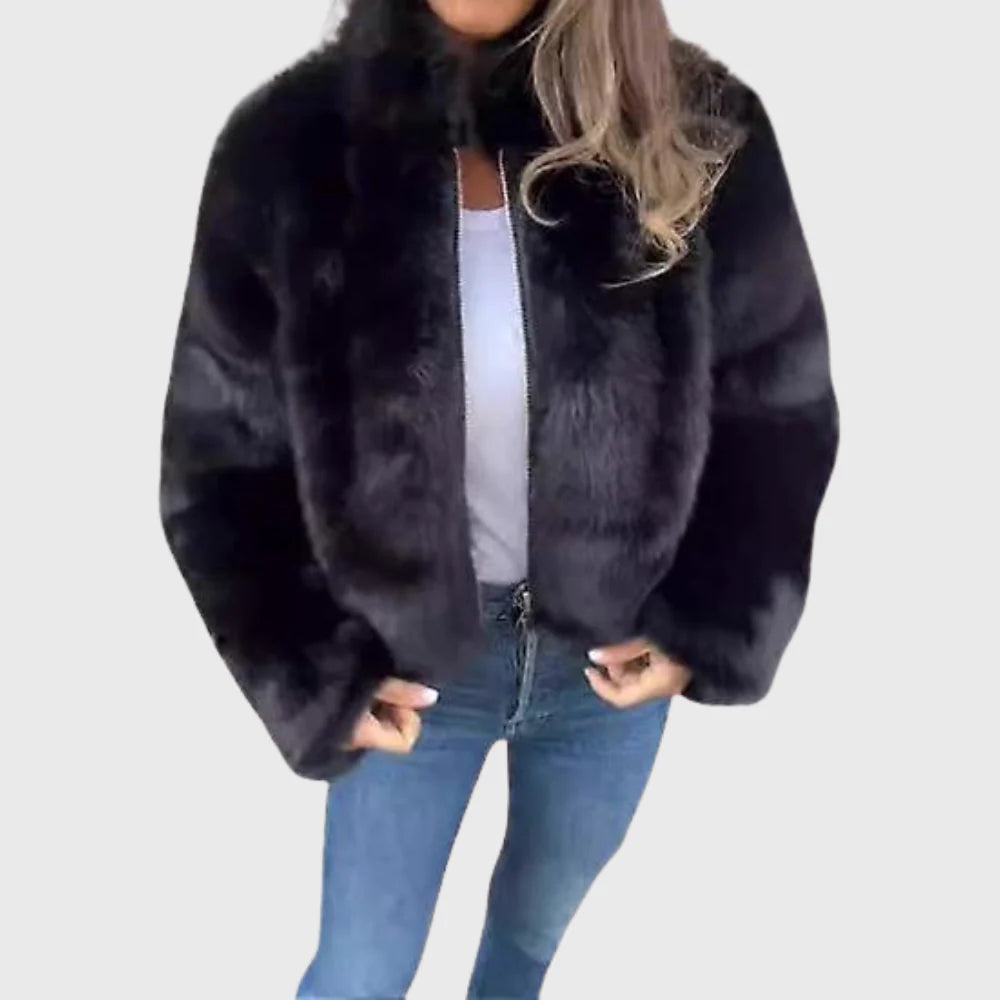 Women’s Faux Fur Zip-Up Winter Jacket