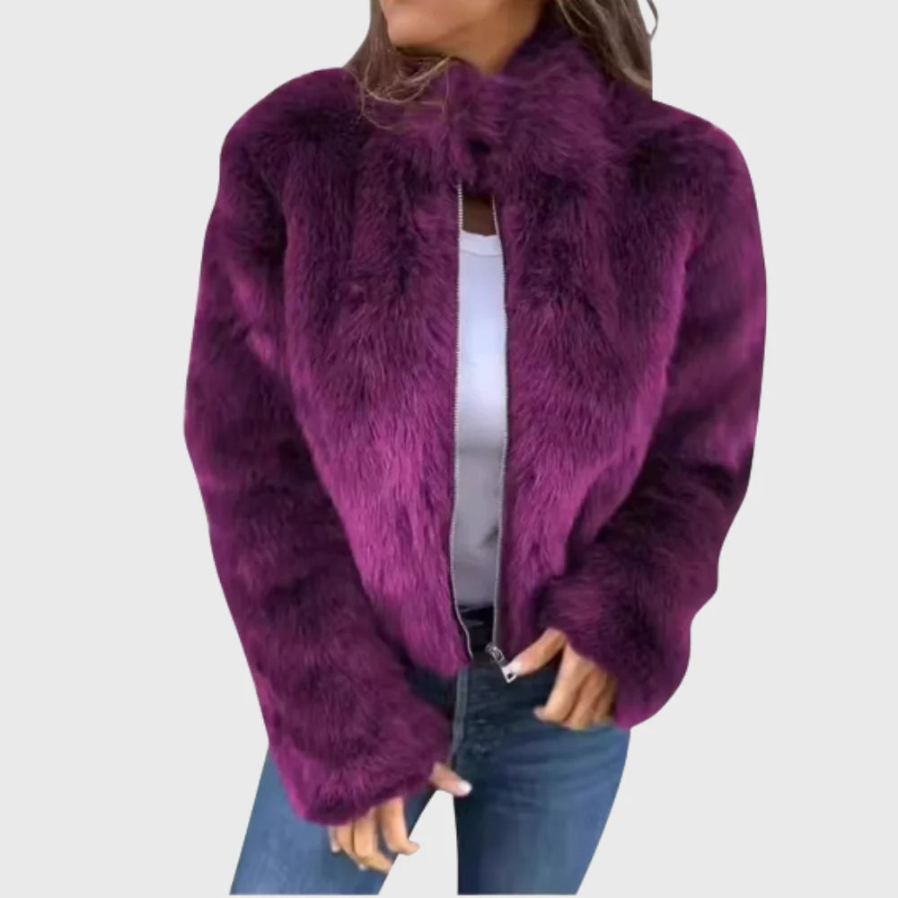 Women’s Faux Fur Zip-Up Winter Jacket