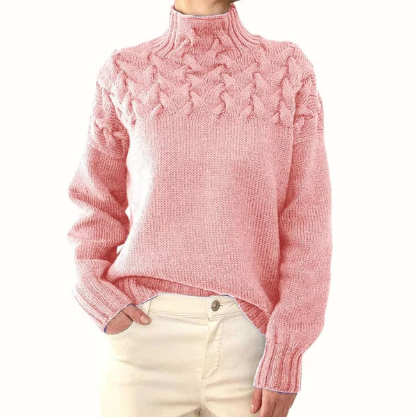 Women’s Braided High-Neck Warm Knit Sweater