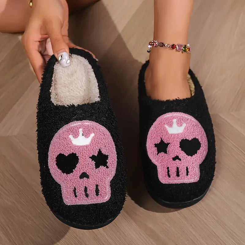 Halloween Skull & Ghost Plush Slippers