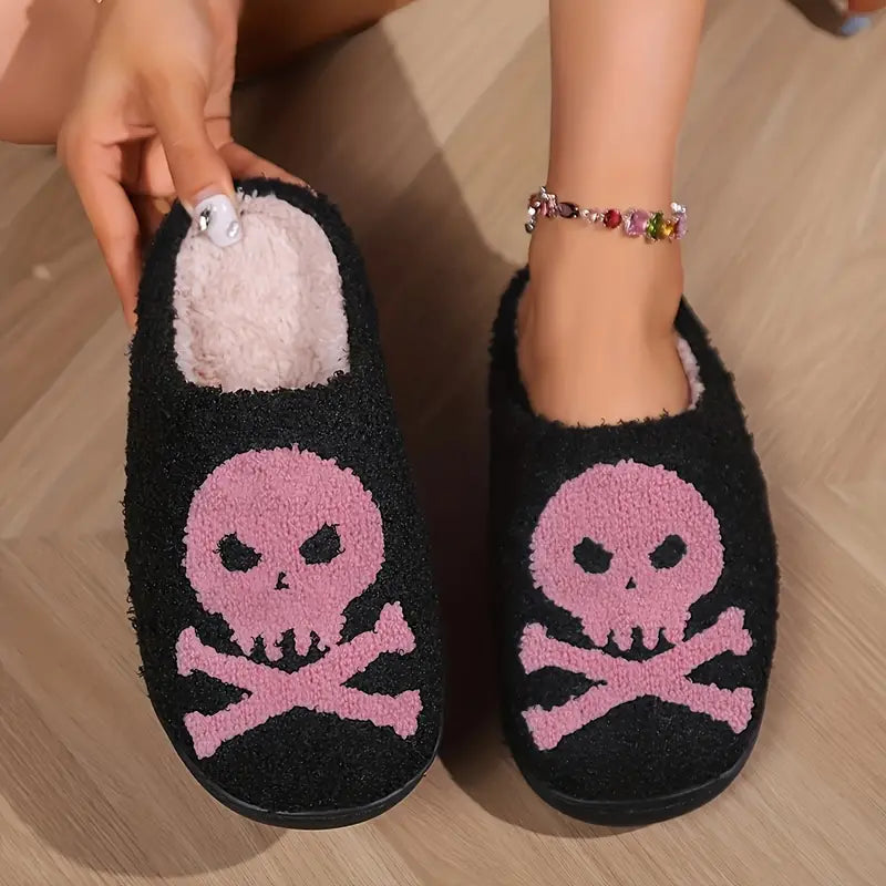 Halloween Skull & Ghost Plush Slippers