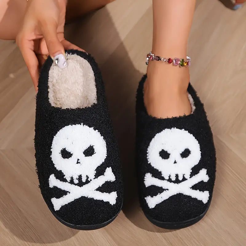 Halloween Skull & Ghost Plush Slippers