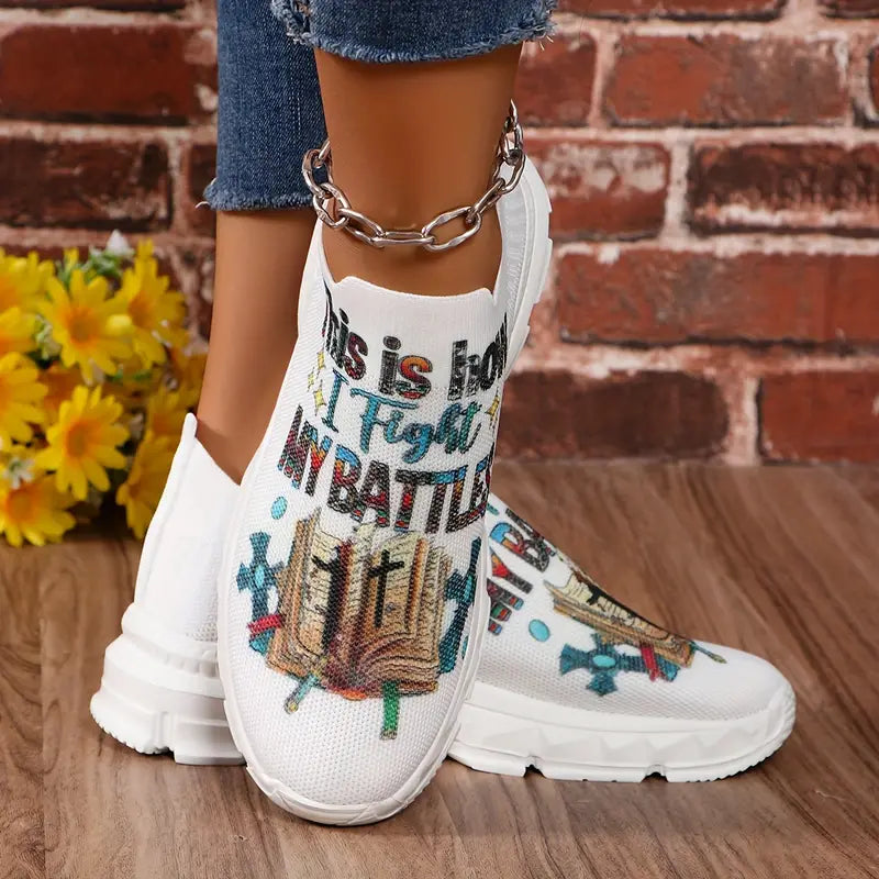 Women's Letter Print Platform Sneakers