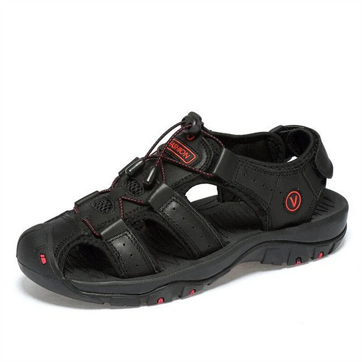 Men's Leather Pain Relief Hiking Sandals - Lightweight, Non-slip, Ergonomic