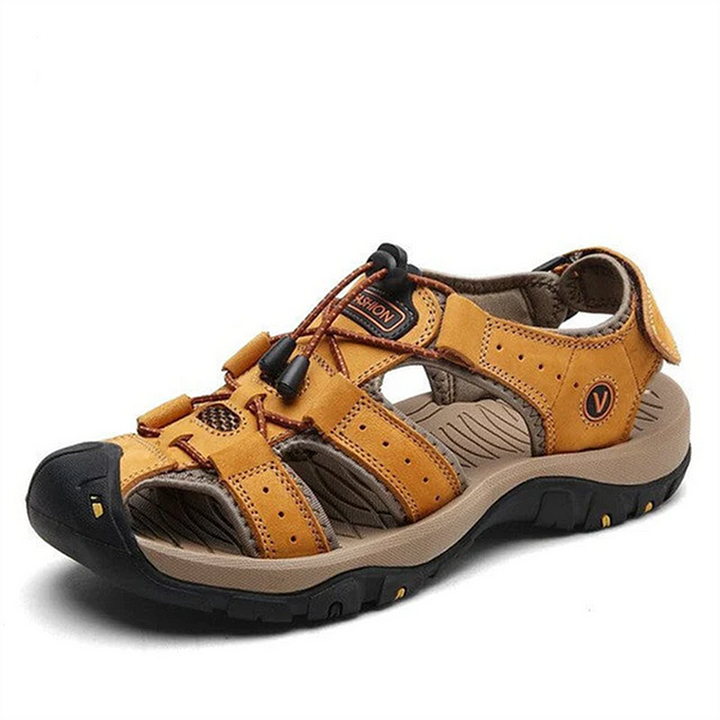 Men's Leather Pain Relief Hiking Sandals - Lightweight, Non-slip, Ergonomic