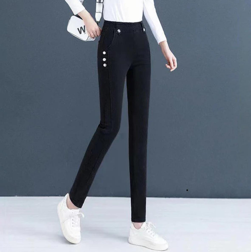 Elastic warm plush Skinny jeans for women