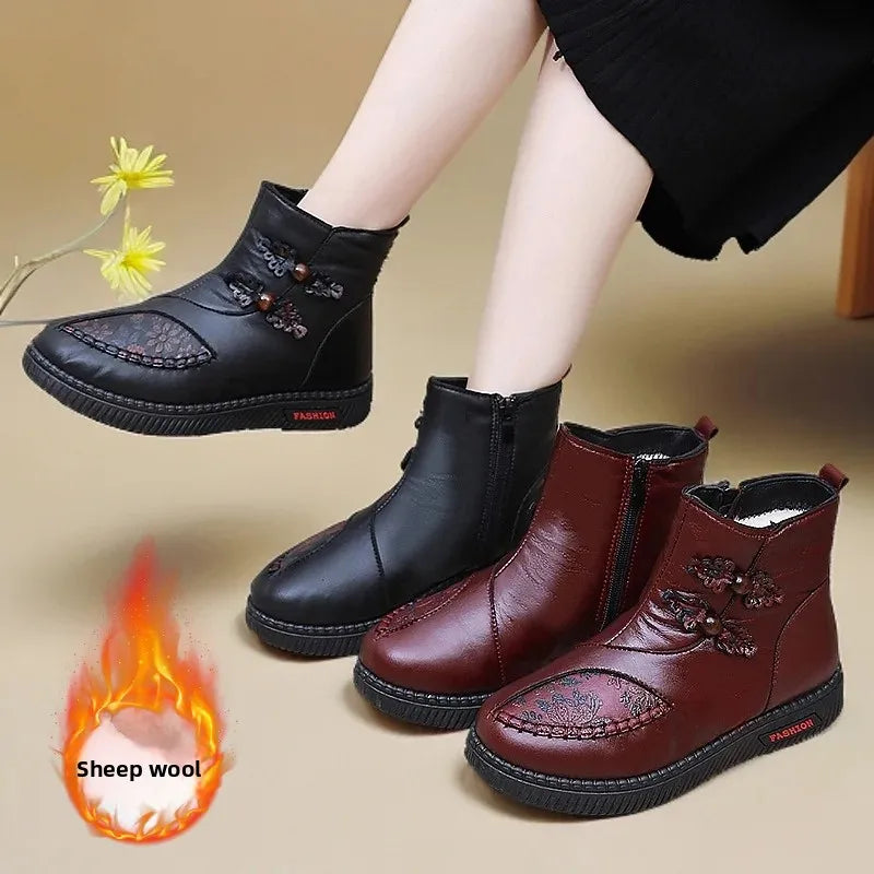 Women’s Floral Detail Side Zip Ankle Boots