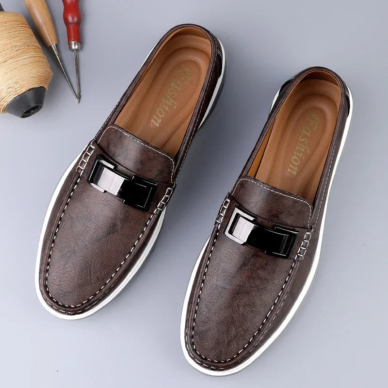 Embossed Leather Loafers