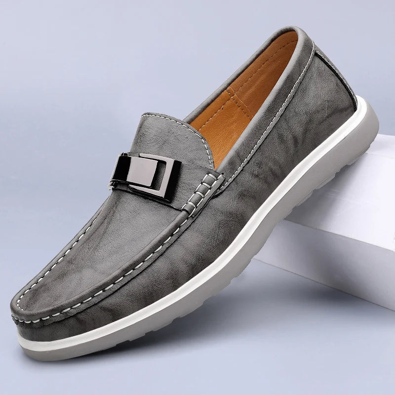 Embossed Leather Loafers