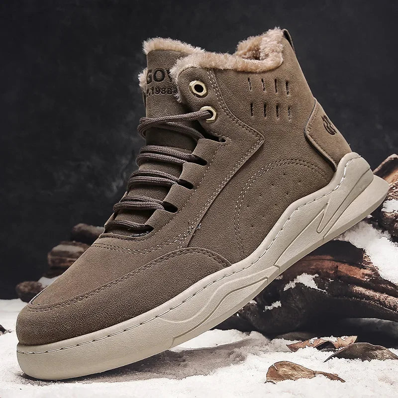 Men’s Suede Fleece-Lined Mid-Top Winter Trainers