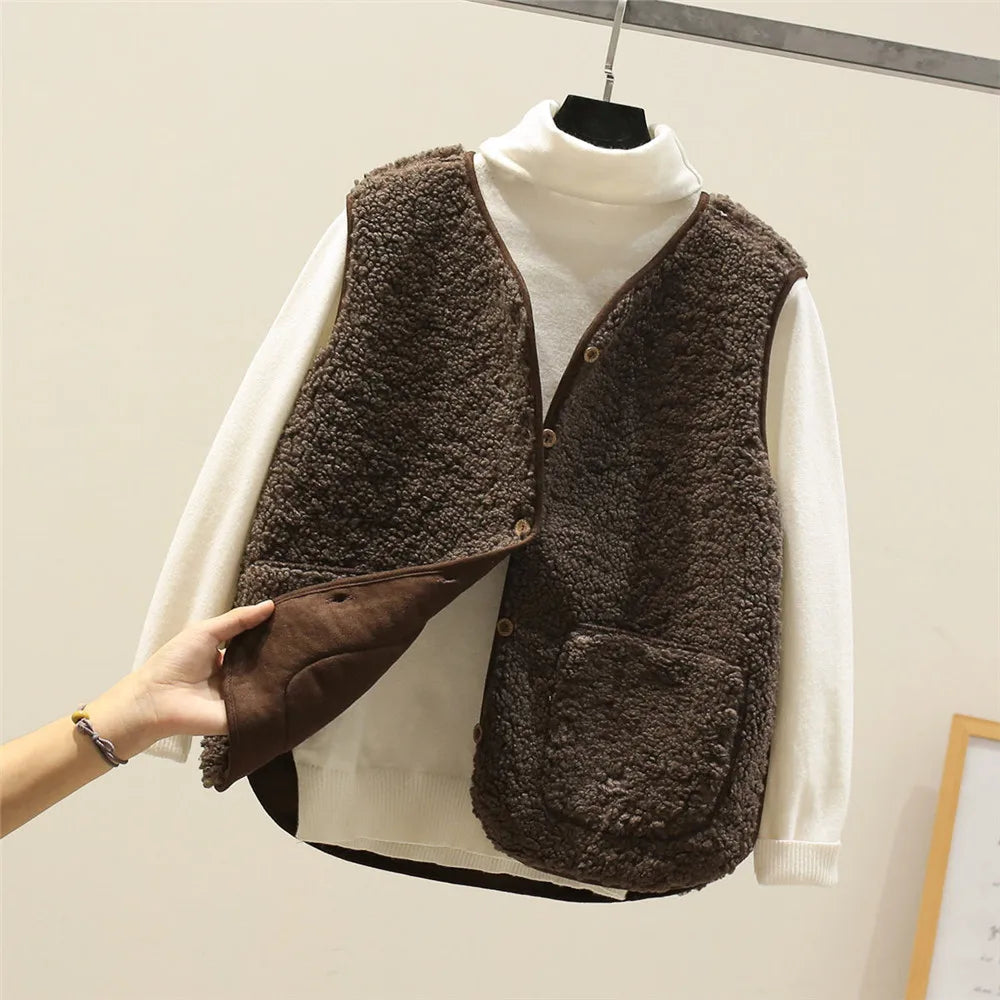 Women's Wool Blend Button-Front Vest