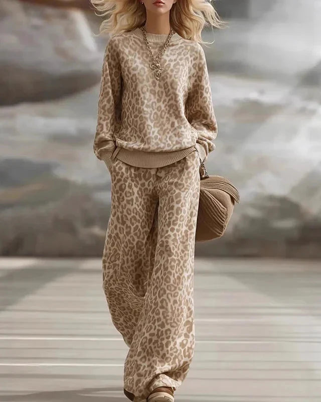 Women’s Leopard Print Knit Co Ord Set