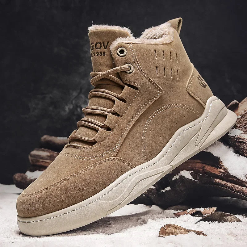 Men’s Suede Fleece-Lined Mid-Top Winter Trainers