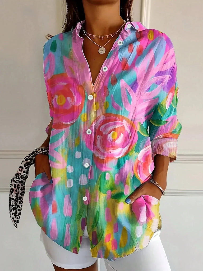 Women’s Colour Splash Pocket Shirt Blouse