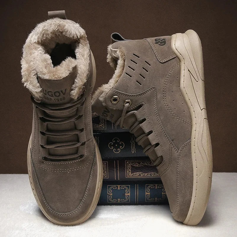 Men’s Suede Fleece-Lined Mid-Top Winter Trainers
