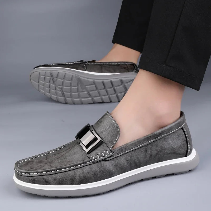 Embossed Leather Loafers