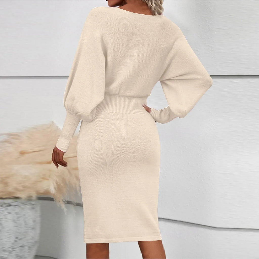Women’s Batwing Sleeve Knit Midi Sweater Dress