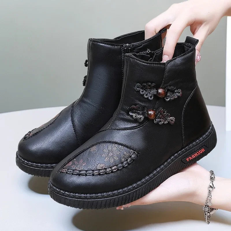 Women’s Floral Detail Side Zip Ankle Boots