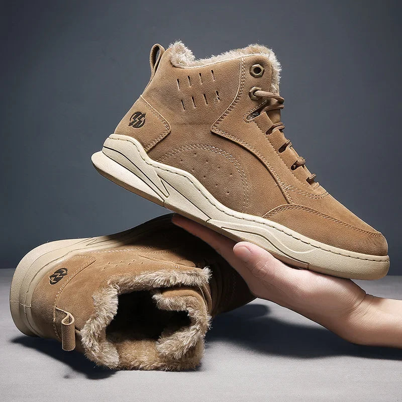 Men’s Suede Fleece-Lined Mid-Top Winter Trainers