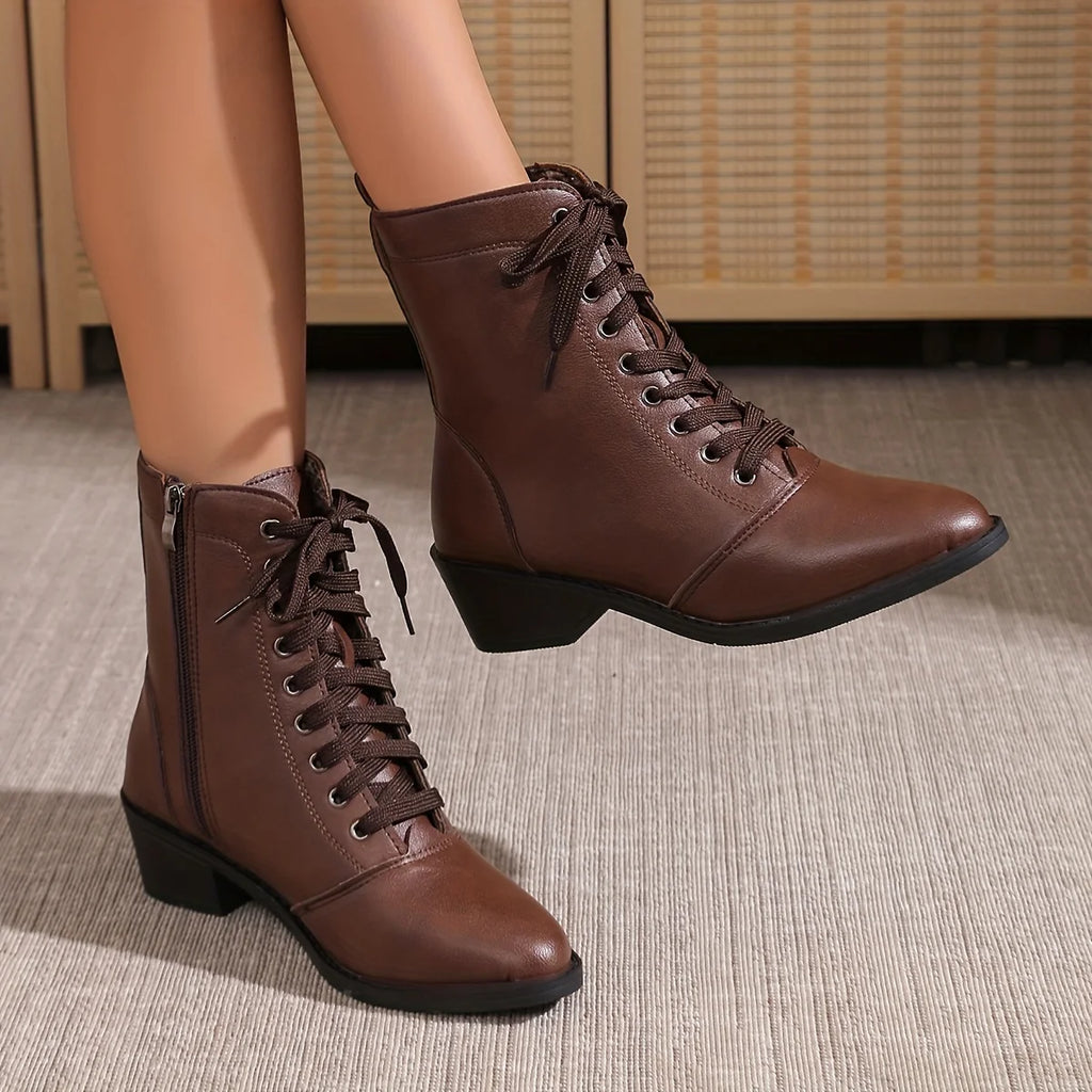 Women’s Chic Mid-Heel Combat Boots