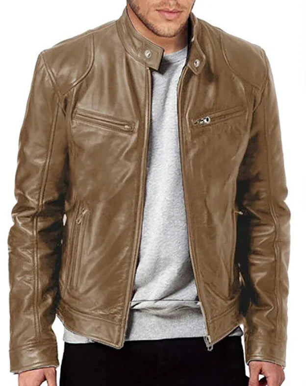 Men’s Premium Slim-Fit Leather Biker Jacket