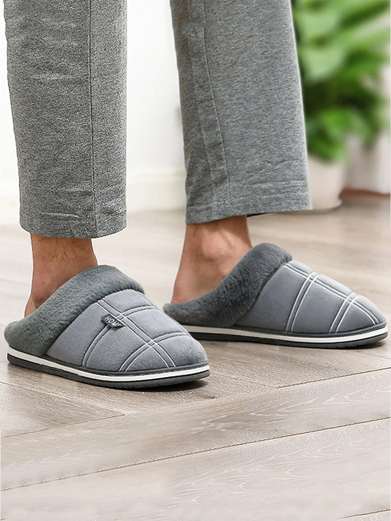 Men's Plaid Comfort House Slippers