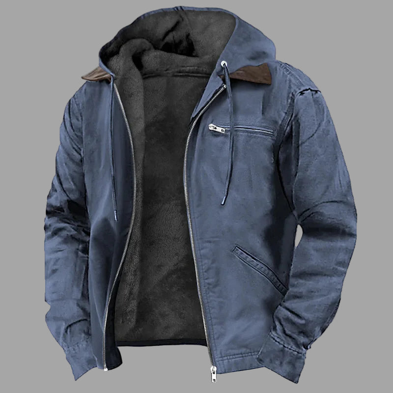 Men’s Wind-Resistant Fleece-Lined Hooded Zip Jacket