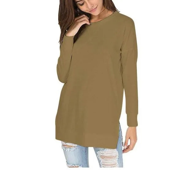 Women's Round Neck Casual Solid Colour Top