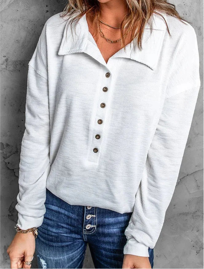 Women’s Breathable Cotton V-Neck Relaxed Shirt